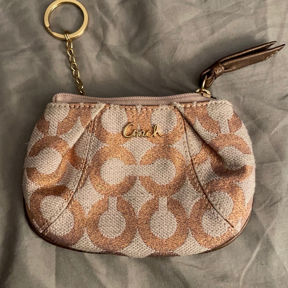 Coach ROSE GOLD Canvas Wristlet Coin Pouch
